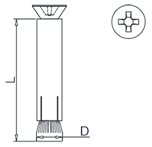 Cross Countersunk Head Internal Expansion Screw Drawing