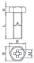 Cross Recess Hexagon Head Screw GB29.2 Drawing