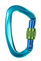 D Shaped Climbing Carabiner Screw Lock Cyan/Blue