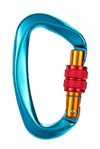 D Shaped Climbing Carabiner Screw Lock Cyan/Golden