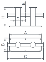 Double Cross Bollard Drawing